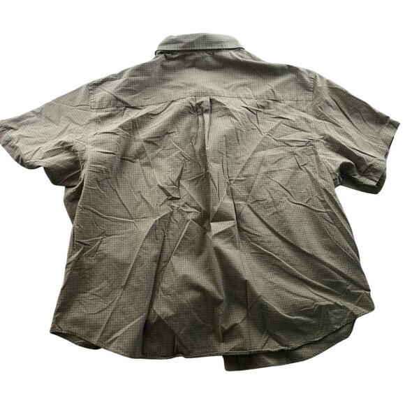 Van Heusen Mens Shirt Size 2XL Short Sleeve Button Down Checkered Casual Beige - Picture 2 of 10